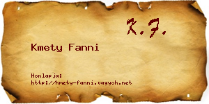 Kmety Fanni névjegykártya